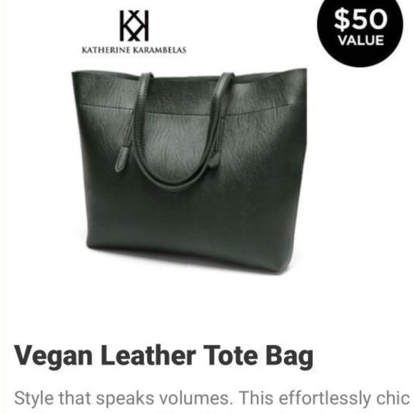 NEW Katherine Karambelas Vegan Leather Tote Bag - Picture 2 of 6